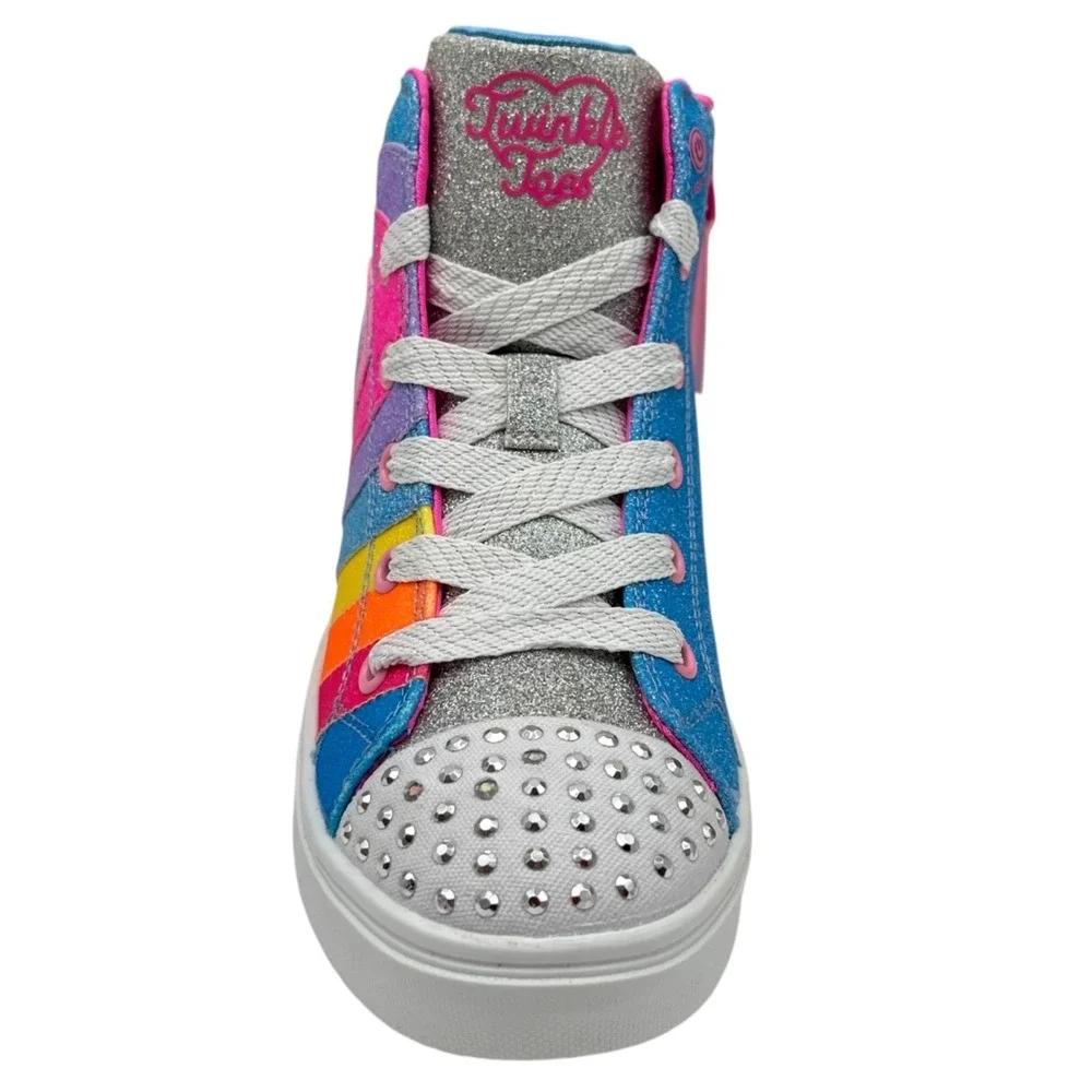 Skechers Youth Big Girl's Twinkle Toes High Top Sneakers Size 3 Rainbow Light-Up